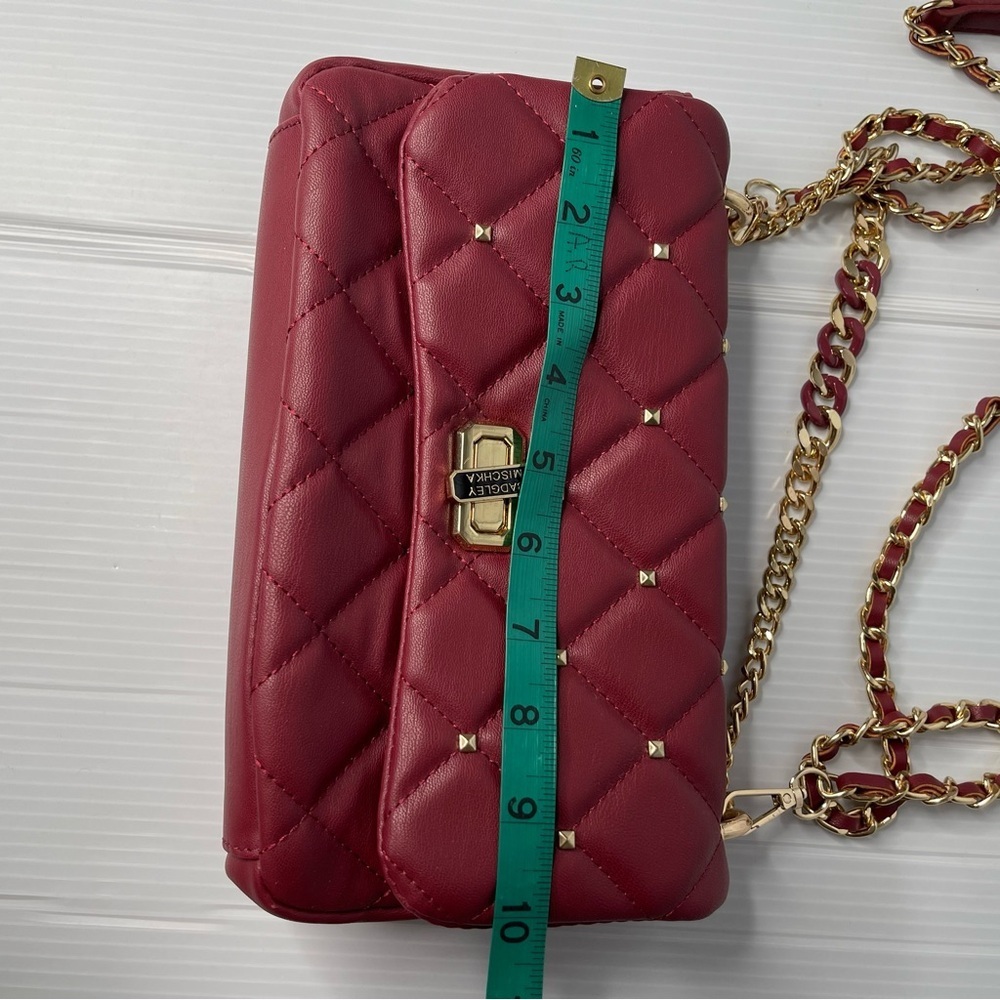 BADGLEY MISCHKA Burgundy Studded Quilted Shoulder Bag - Picture 10 of 13